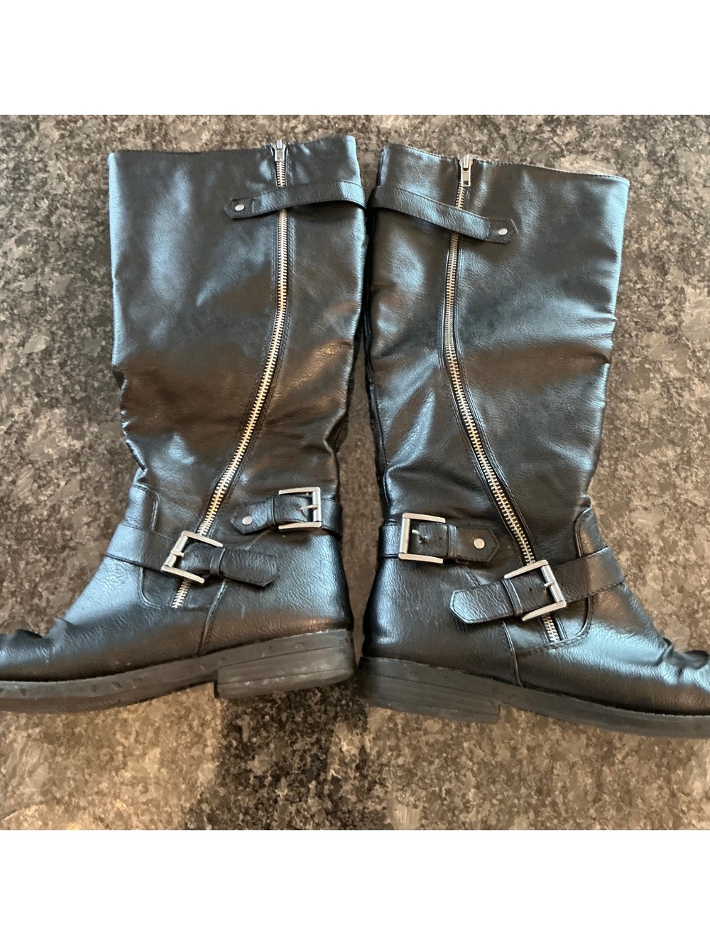 Rampage Ivexin Black Buckle Knee High Moto Boots size 9 wide calf
